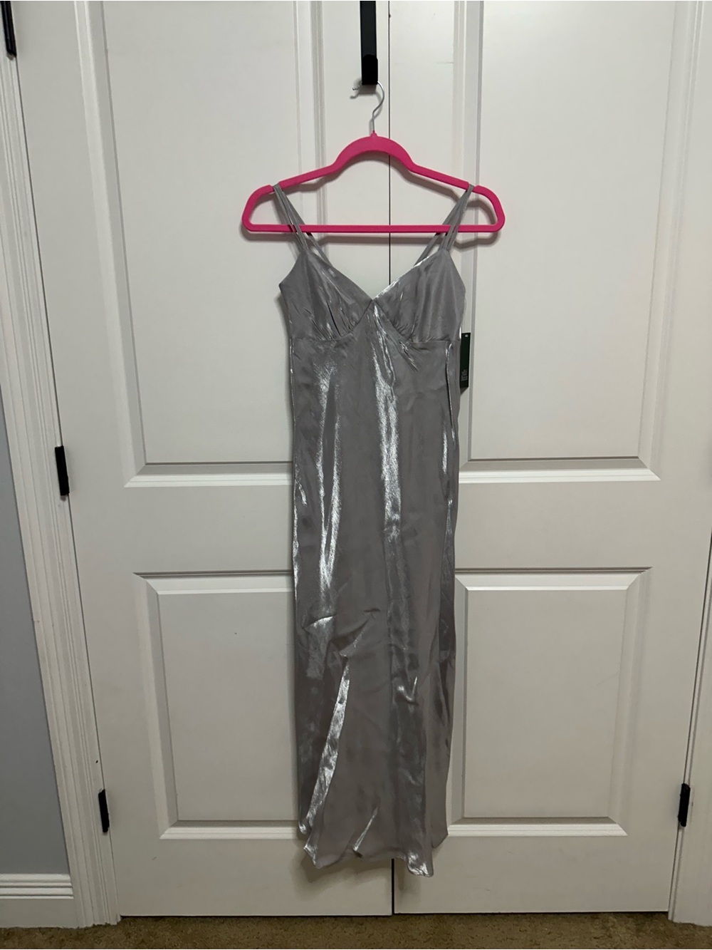 wild fable Silver Satin Maxi Slip Dress